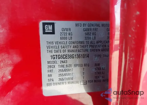 2016 GMC Canyon Sle z USA, uszkodzony, nr VIN 1GTG6CE38G1361014